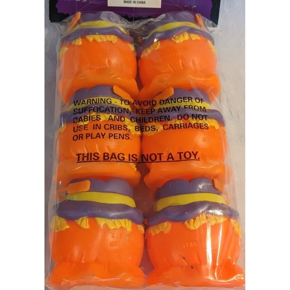 Blow Mold Halloween Pumpkin Mini Buckets Baskets Candy Scarecrow Decor Vtg NOS